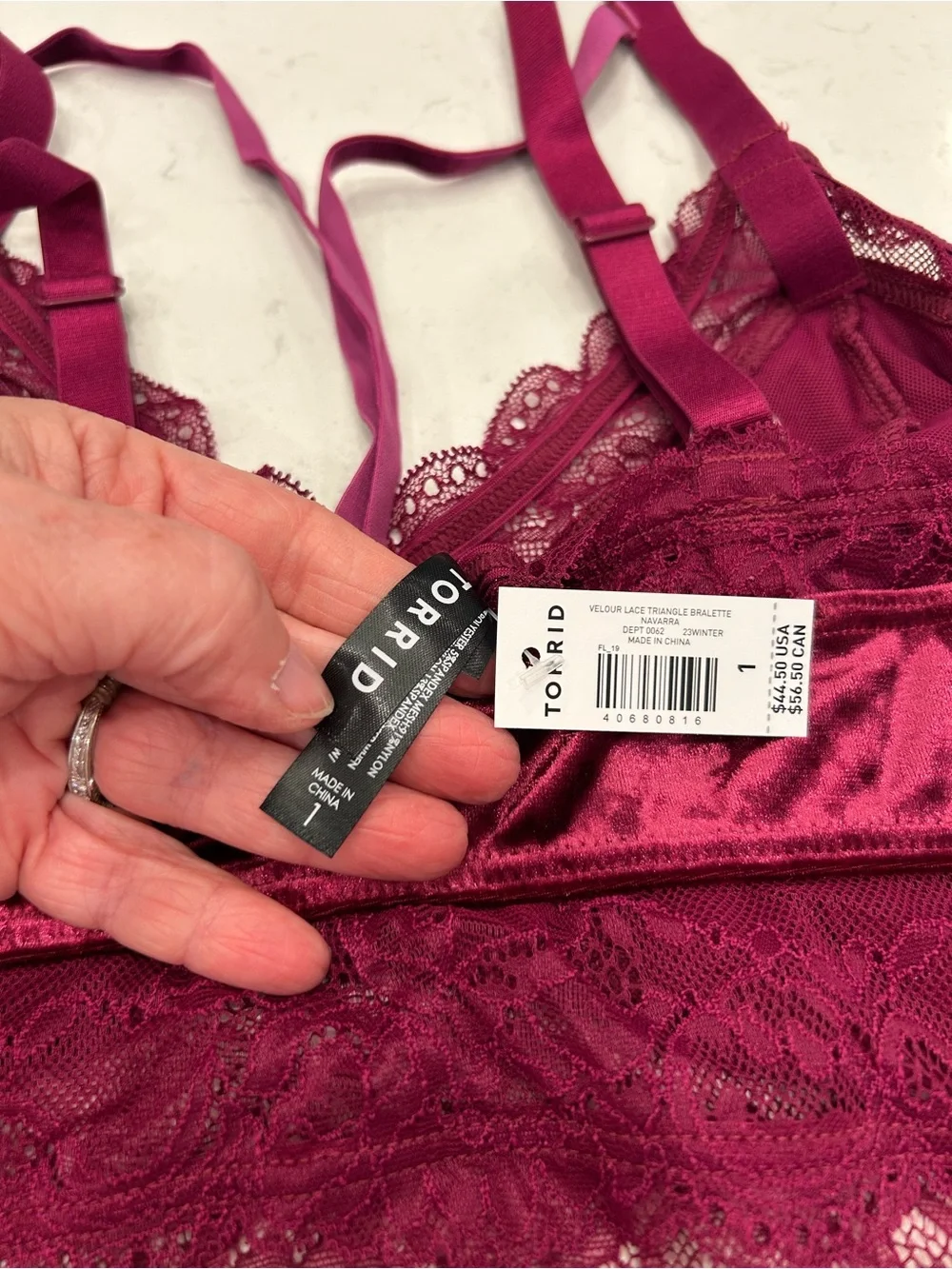 torrid Velvet Lace Bralette & High-Waist Brief Set — Wine
